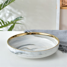 Load image into Gallery viewer, Grey Marble Ceramic Dinner Salad