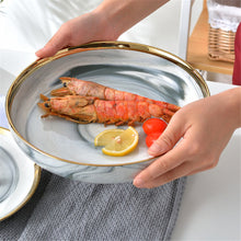 Load image into Gallery viewer, Grey Marble Ceramic Dinner Salad