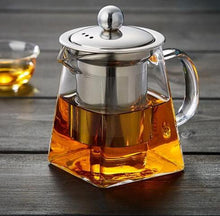 Load image into Gallery viewer, Heat Resistant Glass Stainless Steel Filter Teapot
