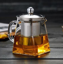 Load image into Gallery viewer, Heat Resistant Glass Stainless Steel Filter Teapot
