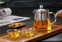 Load image into Gallery viewer, Heat Resistant Glass Stainless Steel Filter Teapot