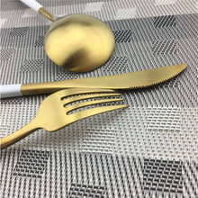 Load image into Gallery viewer, Golden Flatware Set 18/10 20pcs Stainless Steel Dinnerware