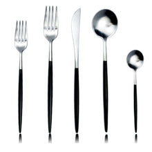 Load image into Gallery viewer, Splicing Black Golden&amp;Silver Flatware 20pcs Set