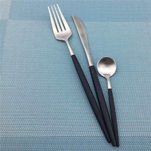 Load image into Gallery viewer, Splicing Black Golden&amp;Silver Flatware 20pcs Set
