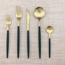 Load image into Gallery viewer, Splicing Black Golden&amp;Silver Flatware 20pcs Set