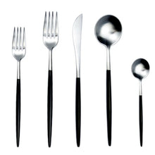 Load image into Gallery viewer, Royal Black Golden Dinnerware 30pcs Cutlery Set