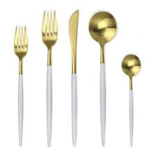 Load image into Gallery viewer, Royal Black Golden Dinnerware 30pcs Cutlery Set