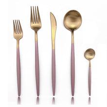 Load image into Gallery viewer, Royal Black Golden Dinnerware 30pcs Cutlery Set
