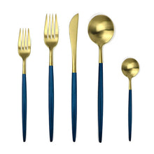 Load image into Gallery viewer, Royal Black Golden Dinnerware 30pcs Cutlery Set