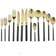 Load image into Gallery viewer, Kitchen Cutlery Black 4pcs Dinnerware Set