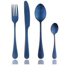 Load image into Gallery viewer, Elegant Blue Black Stainless Steel 24pcs Cutlery Set