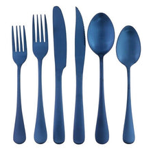Load image into Gallery viewer, Rainbow Blue Black Stainless Steel 24pcs Cutlery Set