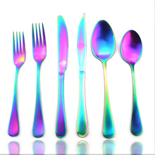 Load image into Gallery viewer, Rainbow Blue Black Stainless Steel 24pcs Cutlery Set