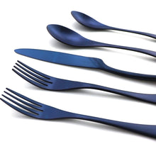 Load image into Gallery viewer, Royal Blue Stainless Steel Dinnerware Set