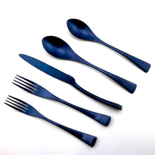 Load image into Gallery viewer, Royal Blue Stainless Steel Dinnerware Set
