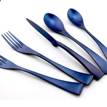 Load image into Gallery viewer, Royal Blue Stainless Steel Dinnerware Set