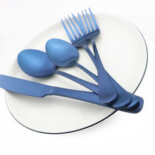 Load image into Gallery viewer, Blue Cutlery Stainless Steel 4pcs Dinnerware