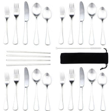 Load image into Gallery viewer, Silver Matte Stainless Steel 20pcs Dinnerware Set