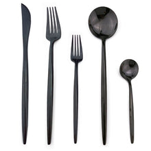 Load image into Gallery viewer, Luxury Black Rainbow Dinnerware Tableware Set Stainless Steel