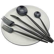 Load image into Gallery viewer, Luxury Black Rainbow Dinnerware Tableware Set Stainless Steel