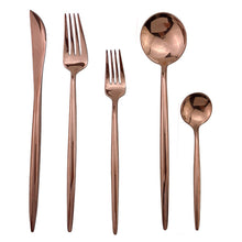 Load image into Gallery viewer, Luxury Black Rainbow Dinnerware Tableware Set Stainless Steel
