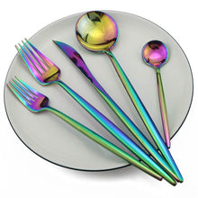 Load image into Gallery viewer, Luxury Black Rainbow Dinnerware Tableware Set Stainless Steel