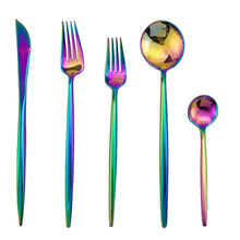 Load image into Gallery viewer, Luxury Black Rainbow Dinnerware Tableware Set Stainless Steel