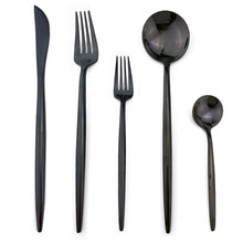 Load image into Gallery viewer, Luxury Black Rainbow Dinnerware Tableware Set Stainless Steel